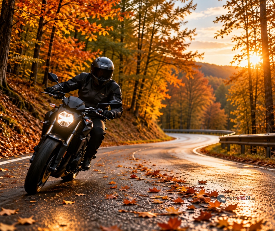 Motorradfahren im herbst